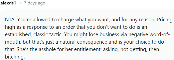 Pricing high as a response to an order that you don’t want to do is an established, classic tactic
