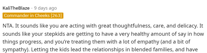 People seem to be on OP's side, stating that he's NTA in this situation and that his parents probably needed to hear it.