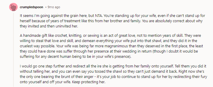 . You're standing up for your wife,