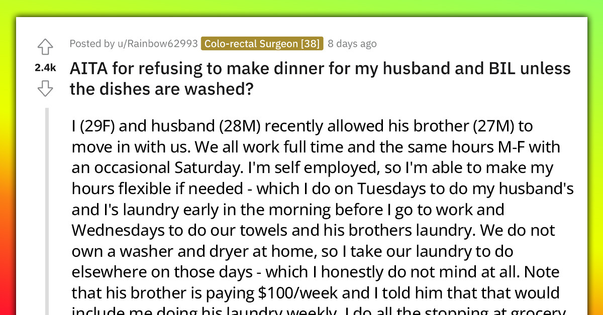 Woman Enforces A "Harsh" Rule About Cooking For Her Husband And Brother-In-Law