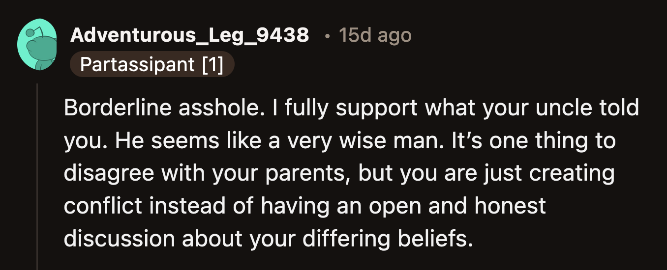 OP needs to listen to her uncle. She needs to decide if she wants a relationship with her parents. If she does, the game has to stop.