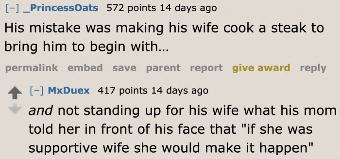 More people think that the husband is wrong for not defending his wife.