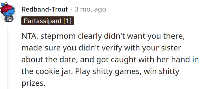 Her stepmom didn't want her to attend the shower