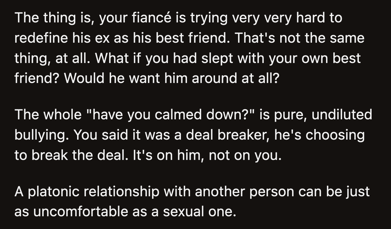 Not only is Liz his ex-girlfriend, but she was his girlfriend for eight years and fiancée for some time.