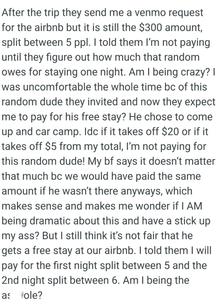 They would have paid the same amount if thr random guy wasn’t there anyways