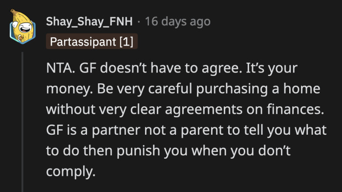OP is actually contributing more to the down payment of the home. Will she insist on splitting ownership of the house 50/50?