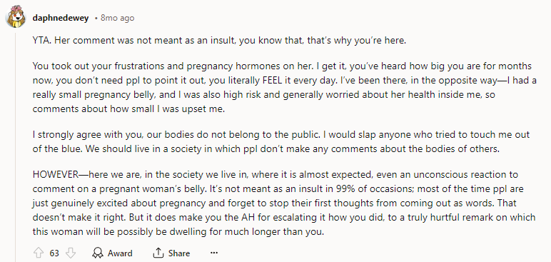 Her comment was not meant as an insult