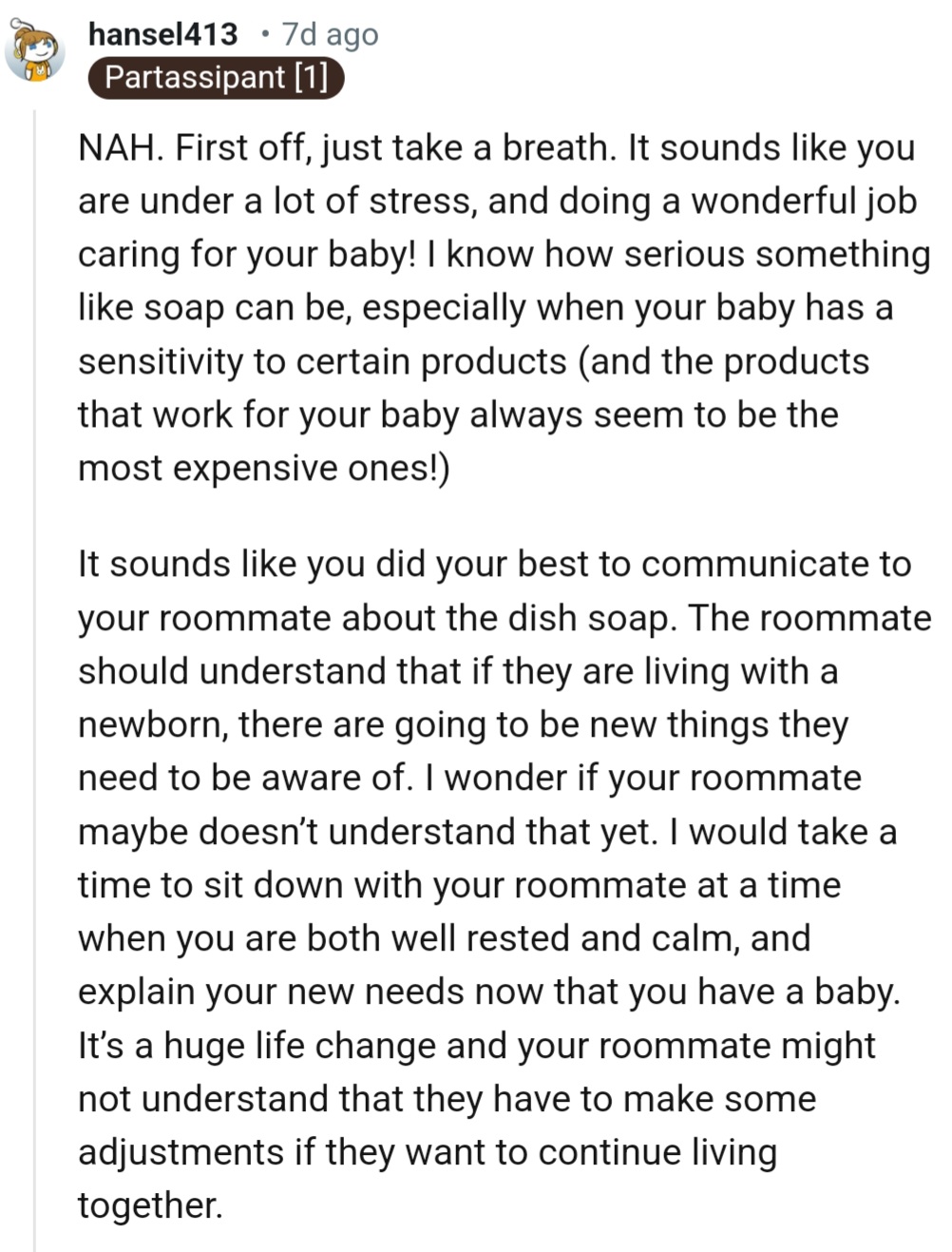 “I Would Take Time to Sit Down with Your Roommate and Explain Your New Needs Now That You Have a Baby.”