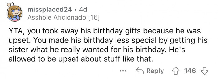 OP made the gift less special by expecting him to share it.