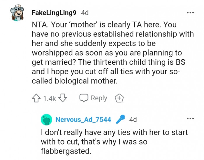 This Redditor hopes the OP cuts all ties with her