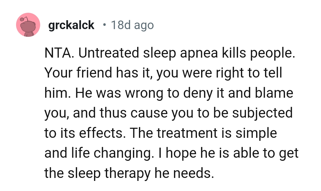 The OP was right to mention the sleep apnea