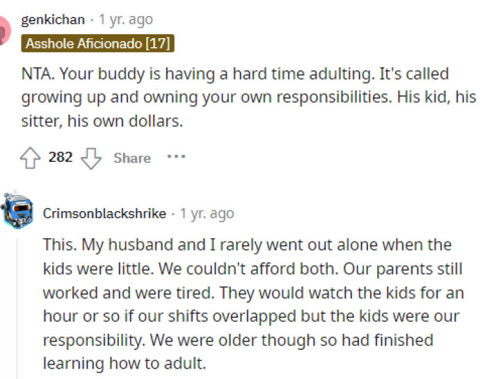 This definitely sounds like it because he clearly doesn't understand that the child is solely his and his girlfriend's responsibility.