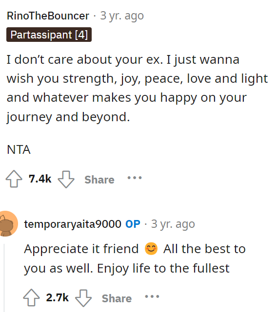 Some commenters were very supportive and let OP know that they were there for him in his time of need.