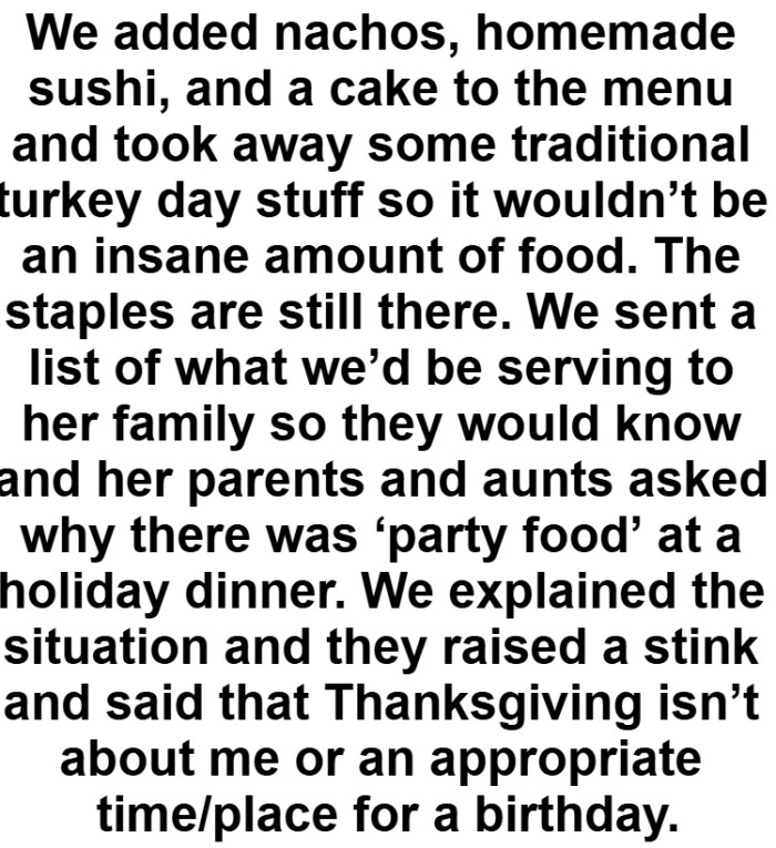 They said Thanksgiving isn't about the OP