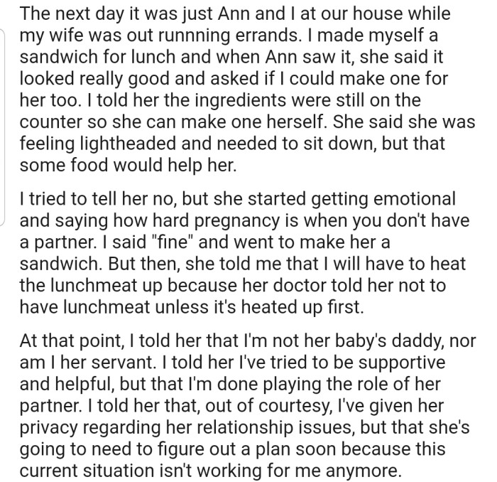 OP and His Wife's Sister Got Into an Altercation Over a Sandwich. Apparently, OP Is Done Being an Errand Boy