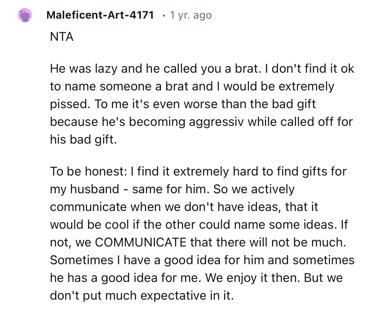 “I Find It Extremely Hard to Find Gifts for My Husband - Same for Him. So We Actively Communicate When We Don't Have Ideas.”