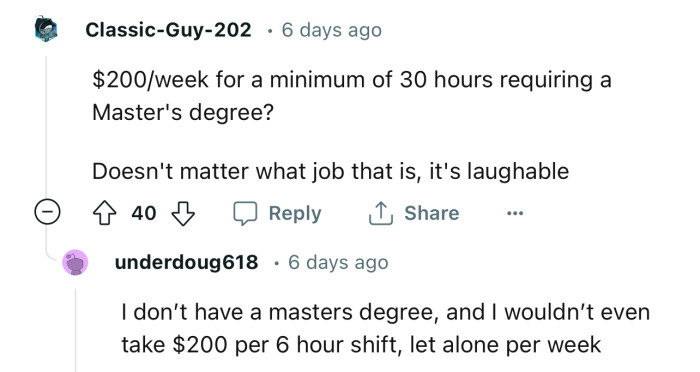 “Doesn't matter what job that is, it's laughable.”