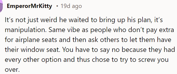 His plan to manipulate the OP failed