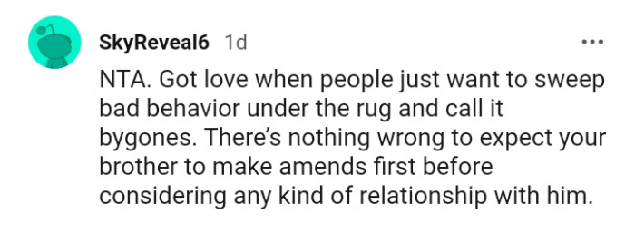 There's nothing wrong to expect that he would make amends