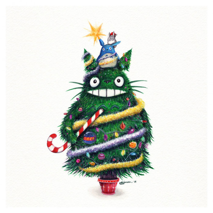 12. Christmas Totoro Painting By Simanion