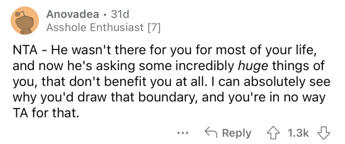 “He wasn’t there for you for most of your life.”