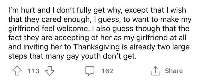 But the OP says she is hurt that her parents don't care enough to learn the language.