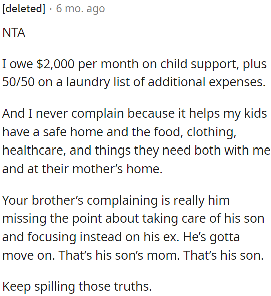 OP's brother should focus on taking care of his son and move on from the past.