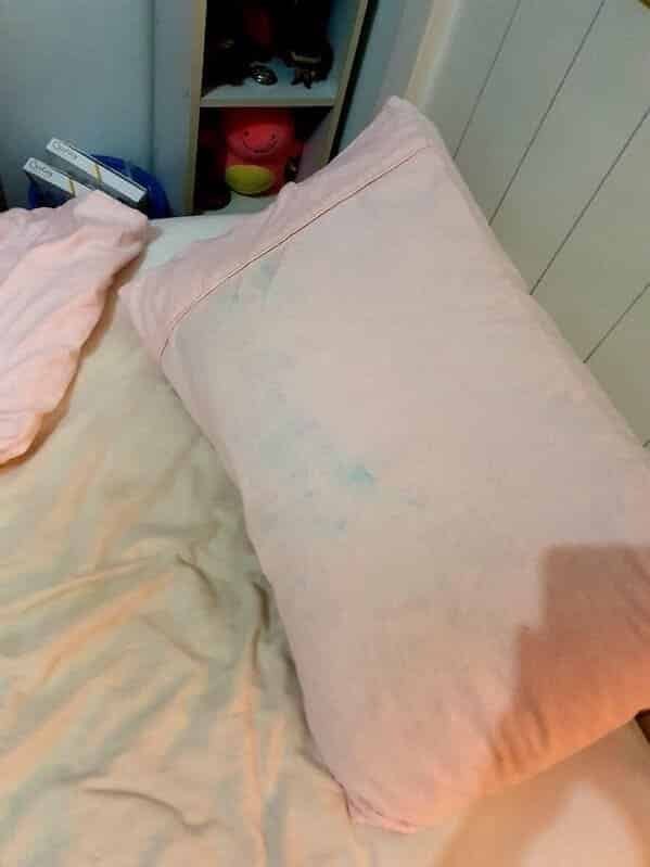 15. “Wore a shower cap overnight so my freshly dyed hair wouldn’t stain my pillowcase. Got dye on it anyway. Guess I have a ‘freshly dyed’ set of bed linens now…”