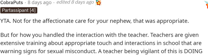 This comment definitely called OP TA and had a lot to say about the interaction. Stay tuned for the rest of the comment.