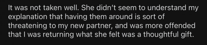 Op's ex was offended by his suggestion and did not take it well.