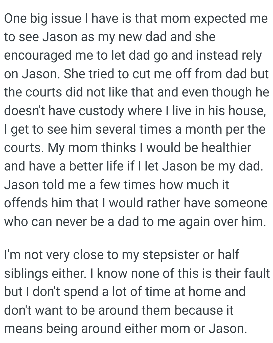 OP would rather have someone who can never be a dad to her again over him