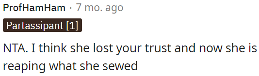 OP's sister is facing the consequences.