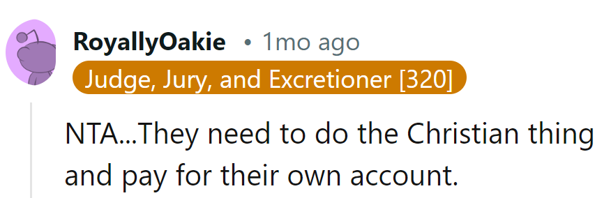 Time for them to practice what they preach and get their own Christian account.