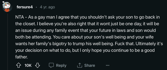 This whole ordeal is not just going to last until the wedding but will affect their whole relationship. It is never just going to be a one-time thing.