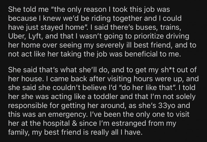 OP was asked to move out of her friend's house after this incident.