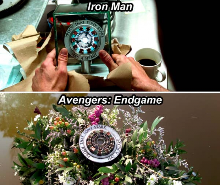 15. Tony's first arc reactor that Pepper turned into a keepsake in 'Iron Man' was also displayed at his funeral