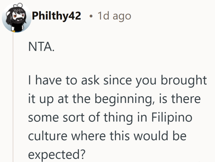 It raises a real question about cultural expectations and where they cross into assumption.