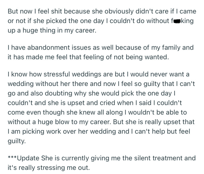 OP’s friend has been giving her the silent treatment ever since