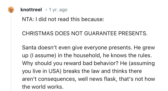 “Why should you reward bad behavior? He breaks the law and thinks there aren't consequences?”