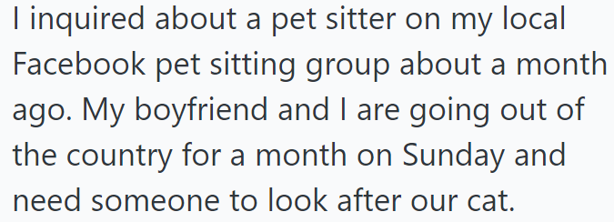 The OP Asked in Her Local Facebook Pet-Sitting Group for a Pet Sitter: