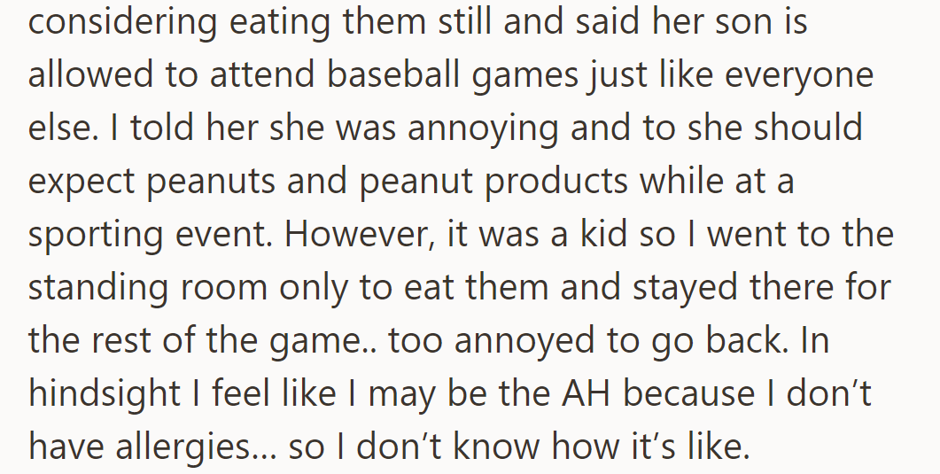 But OP was accused of being inconsiderate with peanuts near the kid.