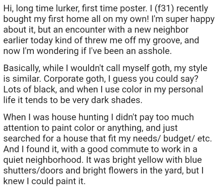 When the OP uses color in her personal life, it tends to be very dark shades