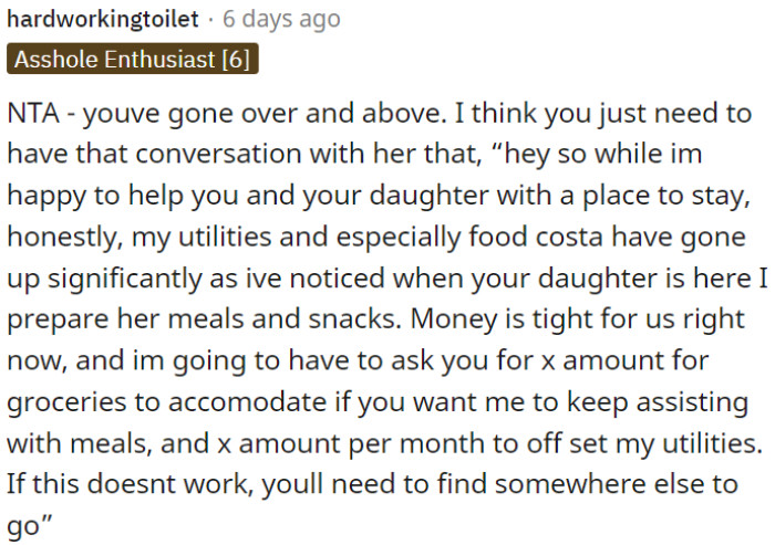 OP needs to explain to her friend that she is glad to assist with accommodation, but her expenses have increased.
