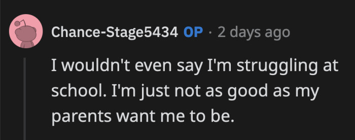 OP said her grades are not even bad enough to warrant this harsh punishment