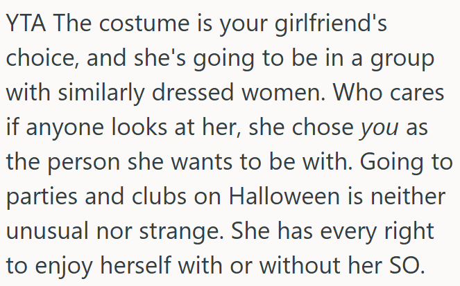 Her costume, her choice—Halloween is for fun, not control.