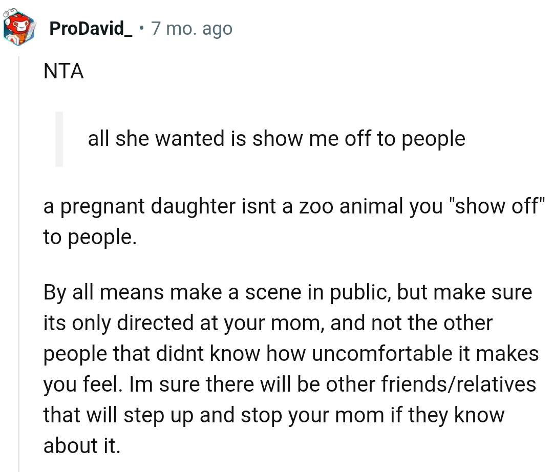 A Pregnant Daughter Isn't a Zoo Animal You Show Off