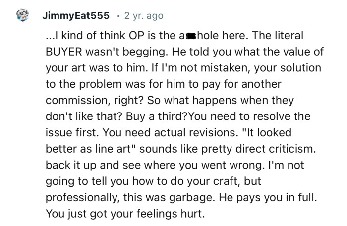 This Redditor feels OP is the AH here