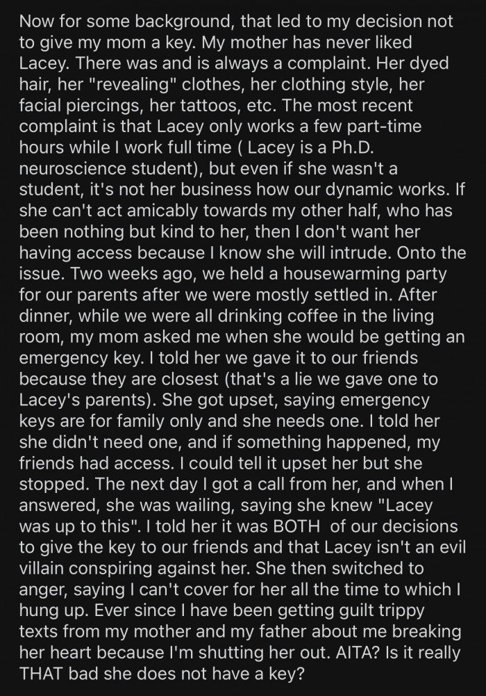 OP's mom always had a problem with his girlfriend.