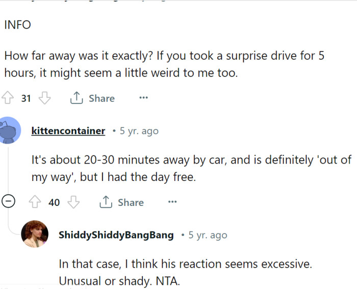 It was a 30-minute drive and out of her way.