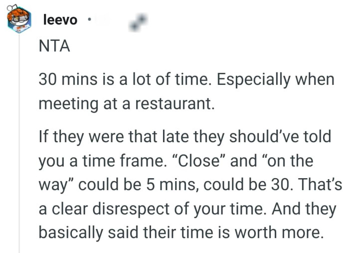 They should have sticked to the agreed time